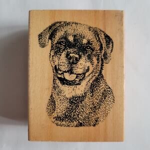 Vintage 2000 Rubber Stamp Rottweiler Dog Head Mounted Realistic